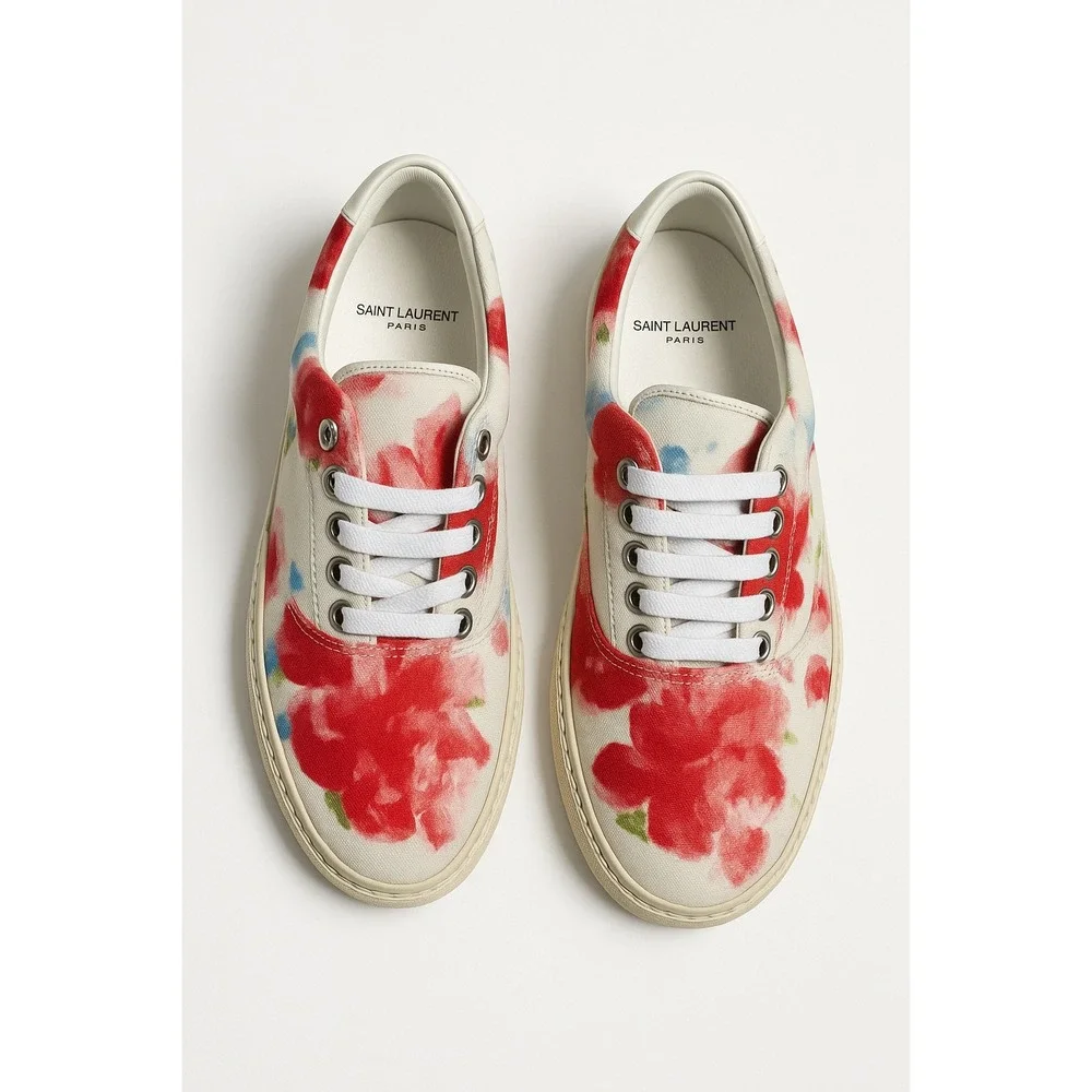 Saint Laurent Paris Floral Canvas Sneakers -‎ Chic & Luxury EU/40 US/9-9.5